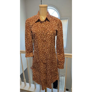 Diane von Furstenberg DVF Laney Shirt Dress Size 6 Brown Cream Abstract Print